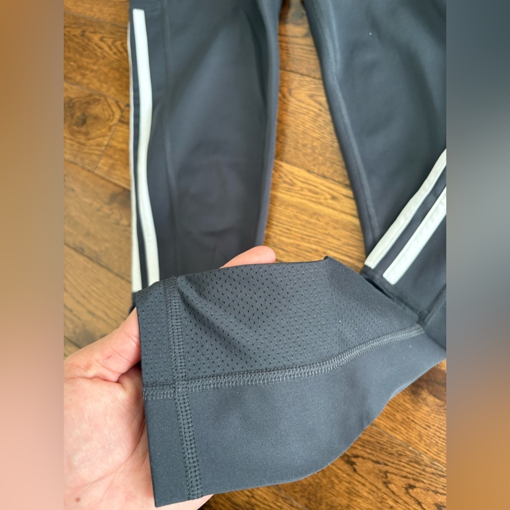 adidas Black Leggings with White Three-Stripe Side Panels Size Medium - Picture 9 of 10